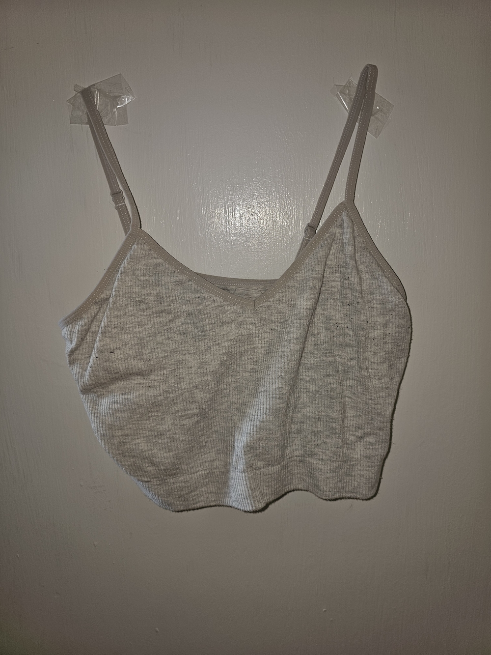 PRIMARK Cares Gray Ribbed Cropped Cami Bralette Top Adjustable Straps Size S